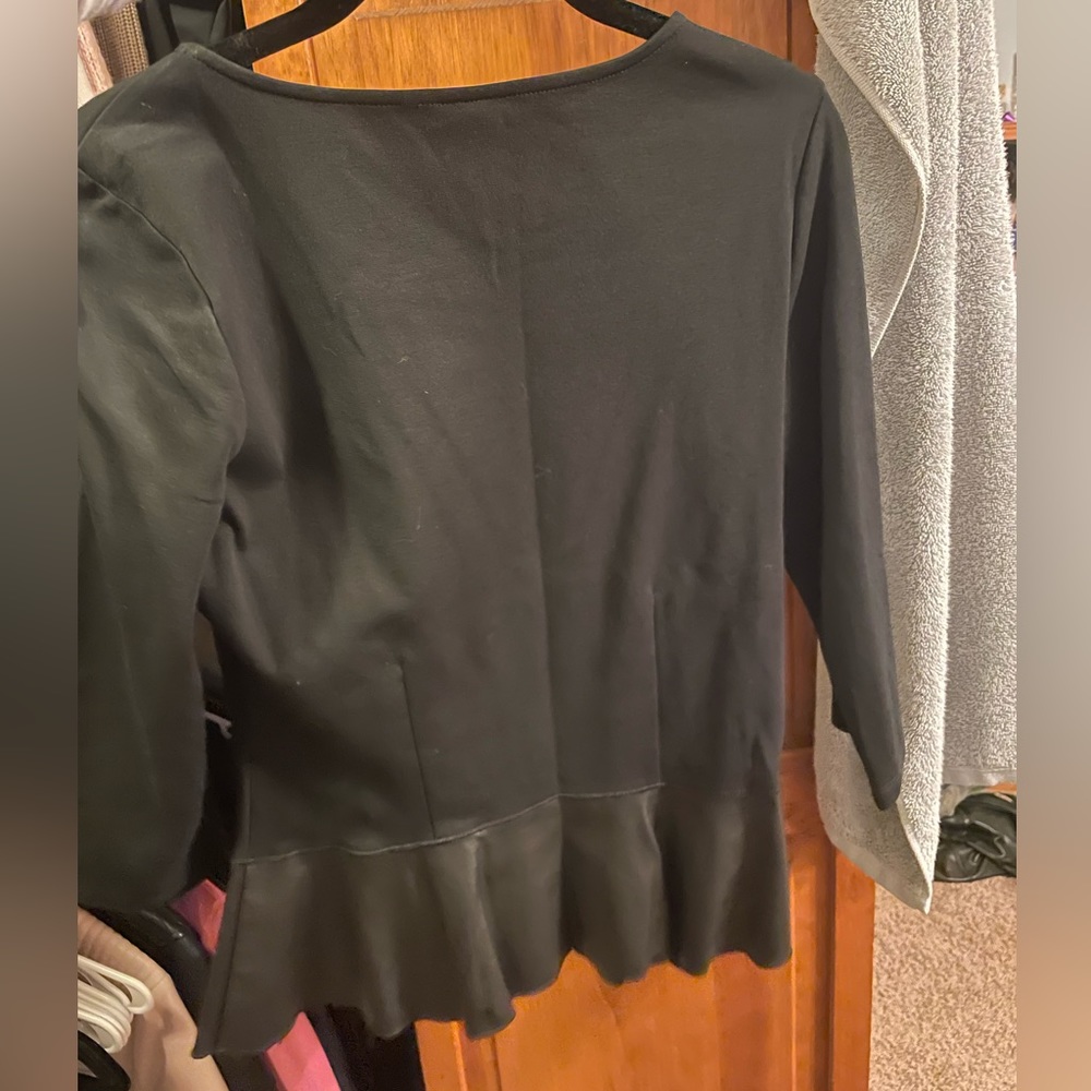 Ann Taylor peplum pleather shirt - Picture 6 of 8